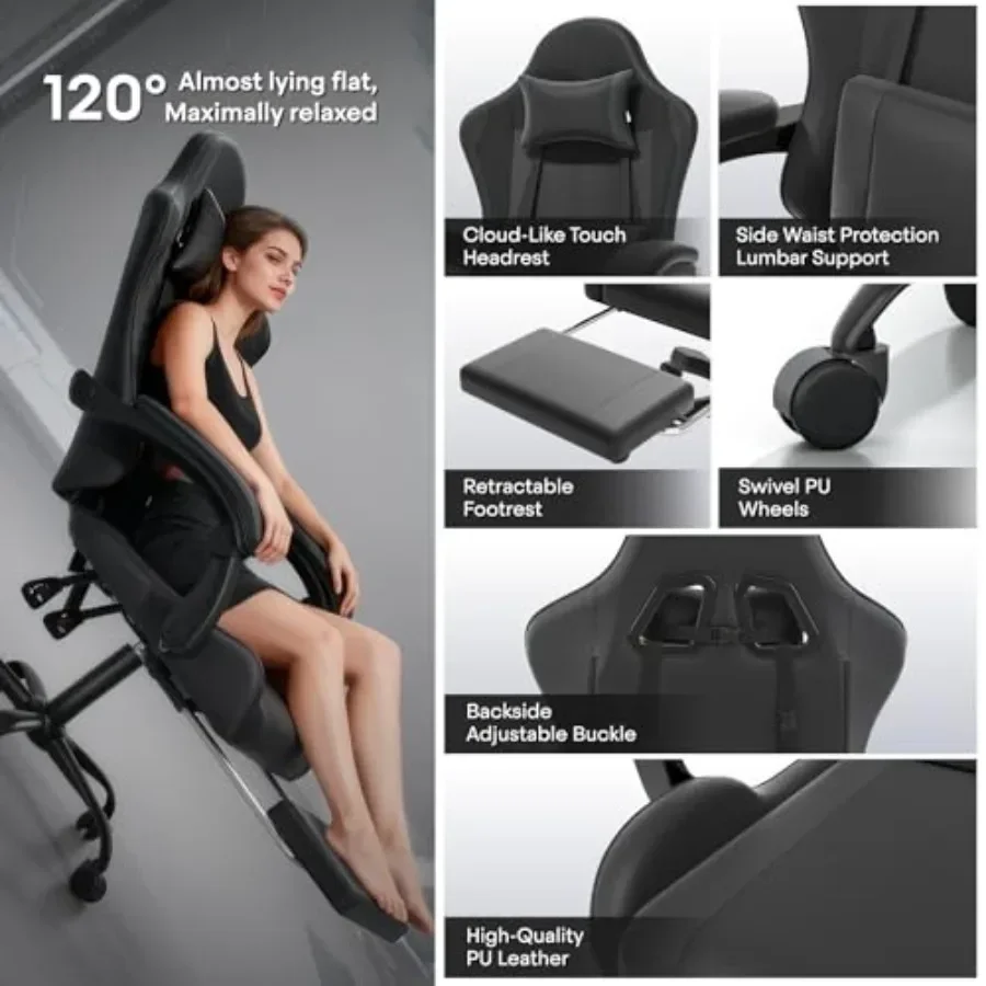 인체공학적 디자인의 게이밍 의자로, 발 받침대가 있어  - Office Chair 리뷰 및 가격