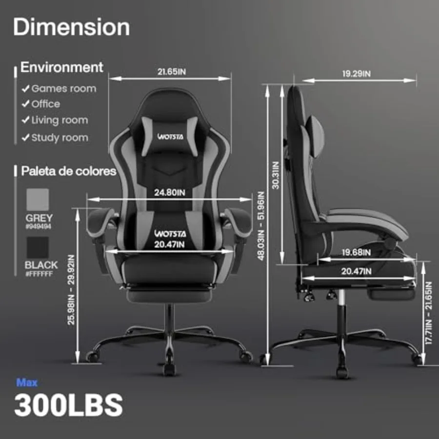 인체공학적 디자인의 게이밍 사무용 의자로, 발 받침대가 - Office Stool 리뷰 및 가격