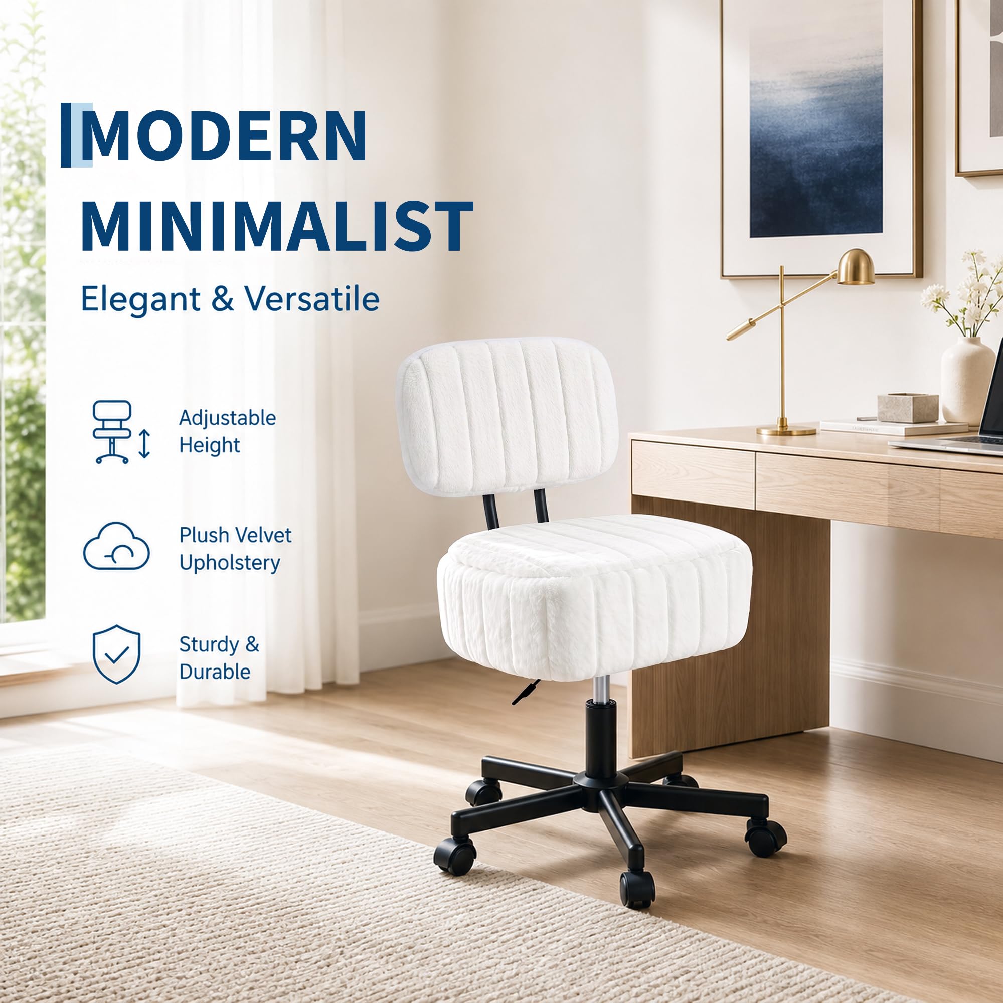 수납 공간이 있는 화장대 의자, 인조 토끼 털 소재의  - Office Stool 리뷰 및 가격