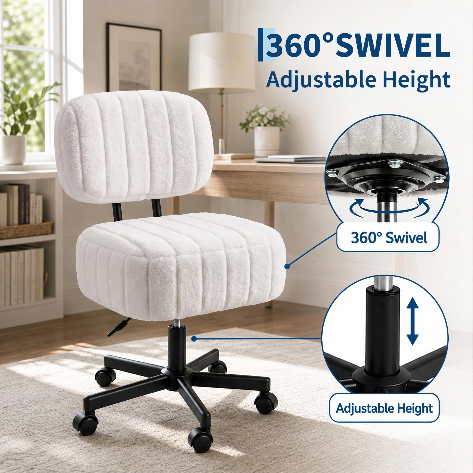 수납 공간이 있는 화장대 의자, 인조 토끼 털 소재의  - Office Stool 리뷰 및 가격