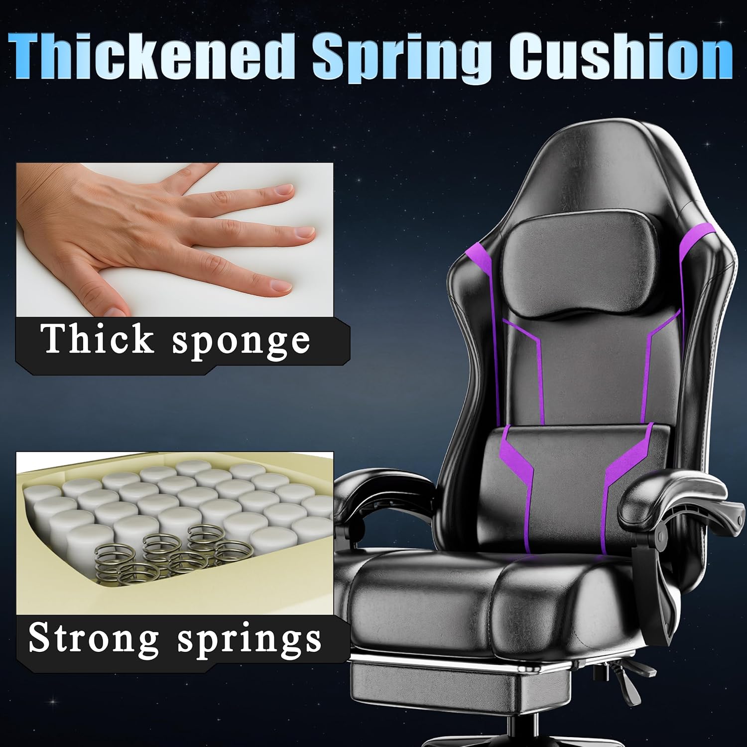 포켓 스프링 쿠션과 발판이 있는 인체공학적 게이밍 의자 - Office Chair Cushion 리뷰 및 가격
