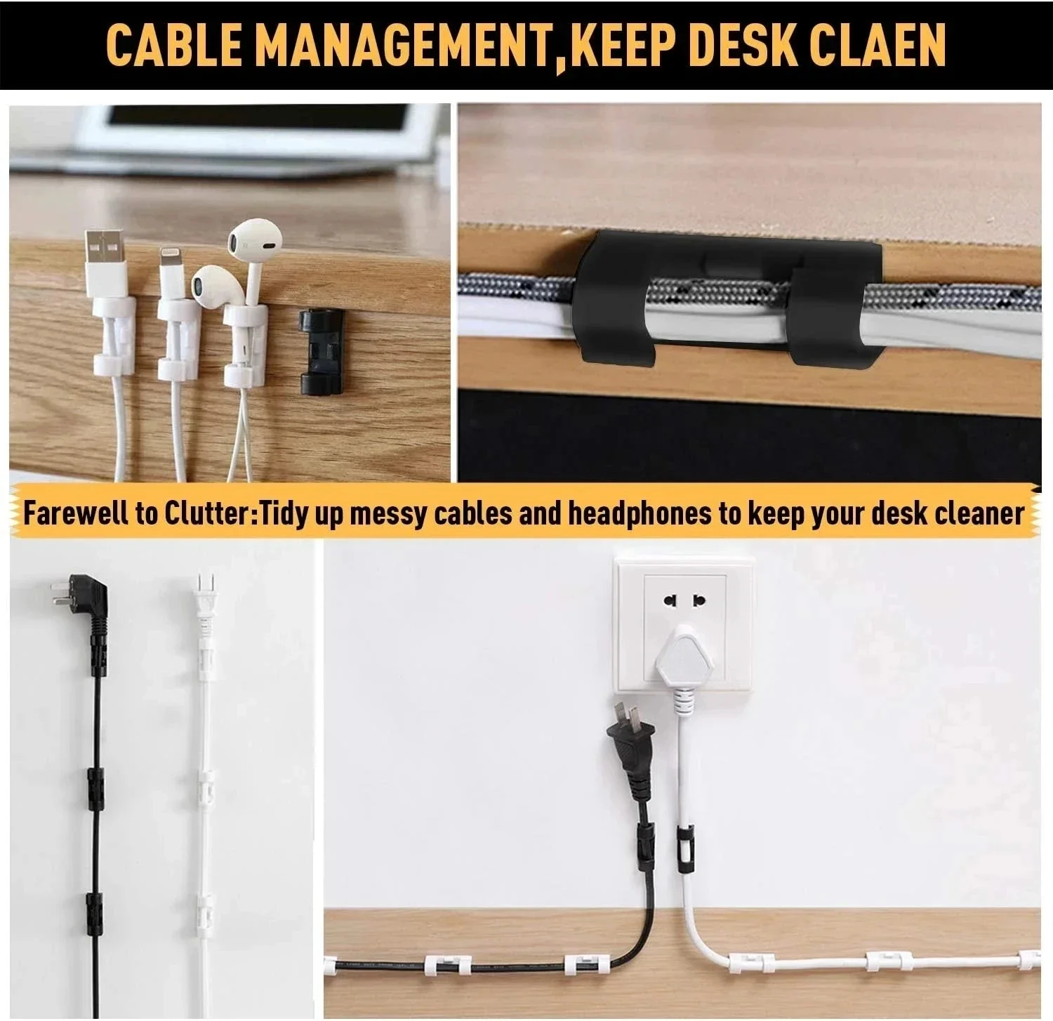 케이블 클립 정리대, 전선 고정대, 케이블 관리용, 자 - Desk Organizer 리뷰 및 가격