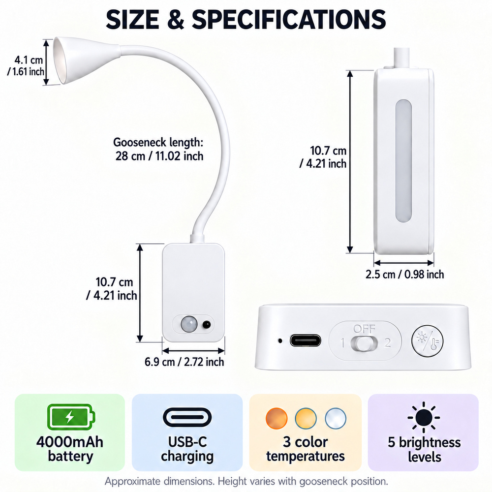 4000mAh 용량의 충전식 자석 부착 LED 독서등, - Desk Lamp 리뷰 및 가격