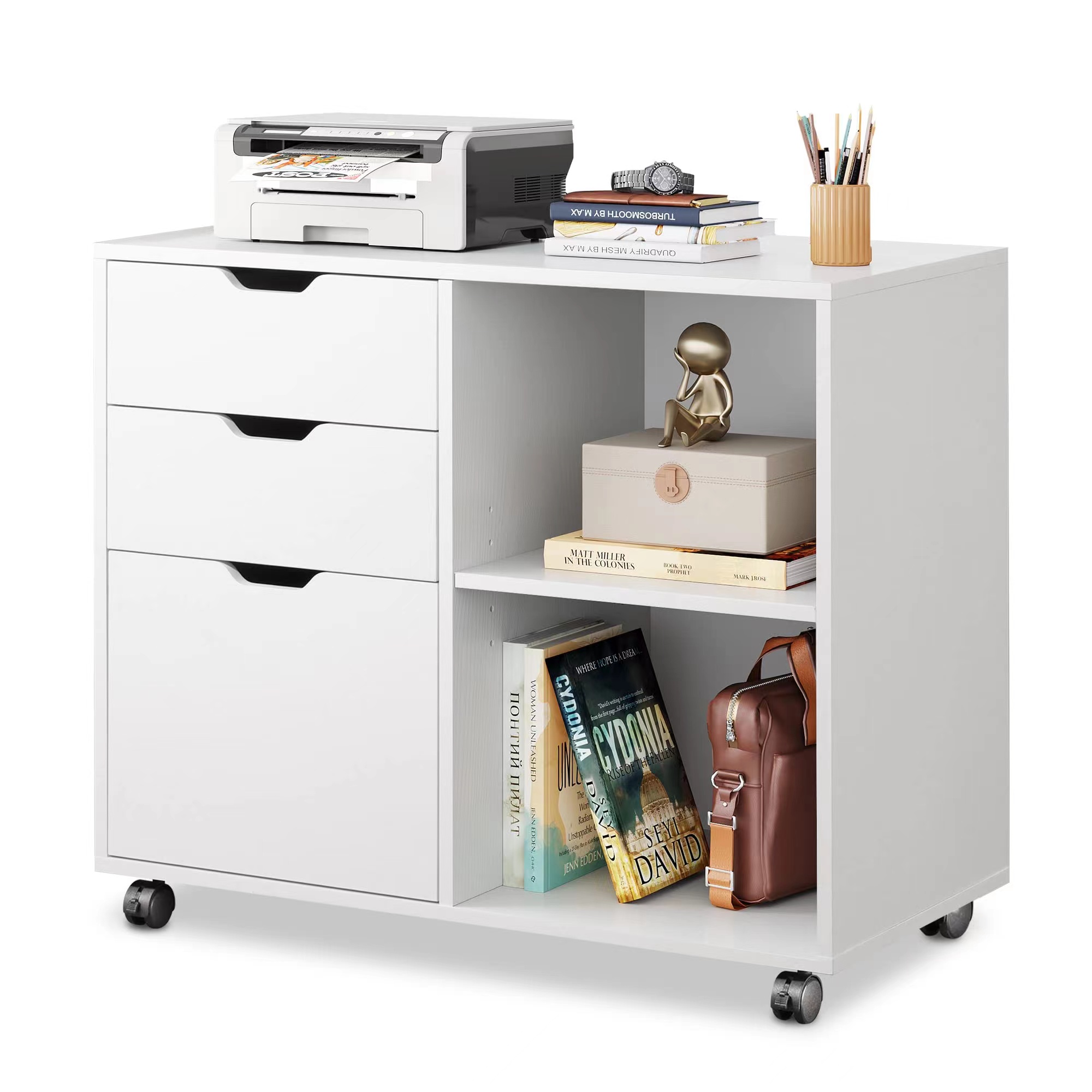 3단 서랍형 목재 파일 캐비닛, 이동식 측면 파일 캐비 - Printer Stand 리뷰 및 가격